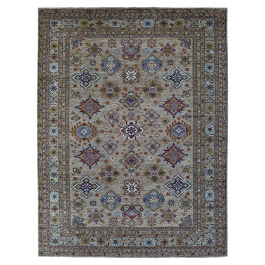 Kazak Wool Hand Knotted Rug Beige Beige 9.0X11.9 -O068154
