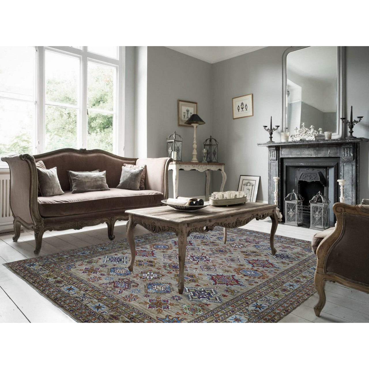 Beige 9'0" x 11'9" Kazak Hand knotted Wool Rug - Sku: O068154