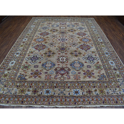 Kazak Wool Hand Knotted Rug Beige Beige 9.0X11.9 -O068154