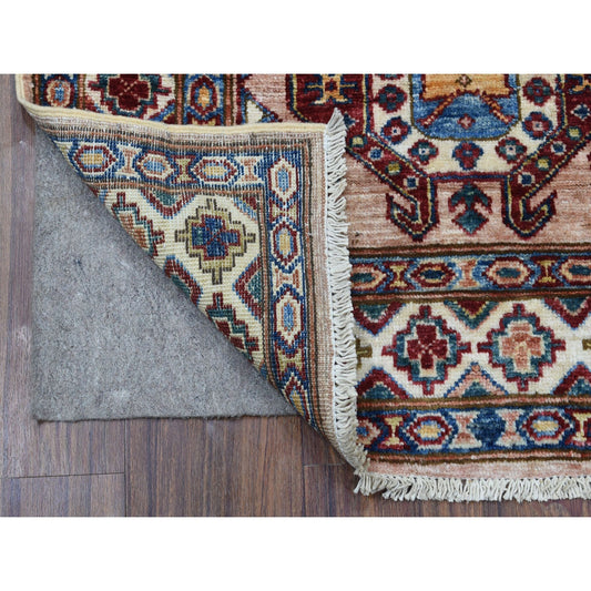 Kazak Wool Hand Knotted Rug Brown Ivory 2.7X9.8 -O068173