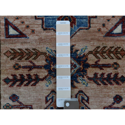 Kazak Wool Hand Knotted Rug Brown Ivory 2.7X9.8 -O068173