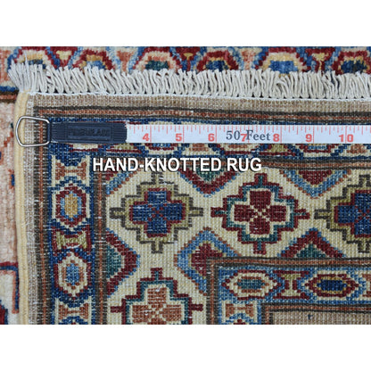 Kazak Wool Hand Knotted Rug Brown Ivory 2.7X9.8 -O068173