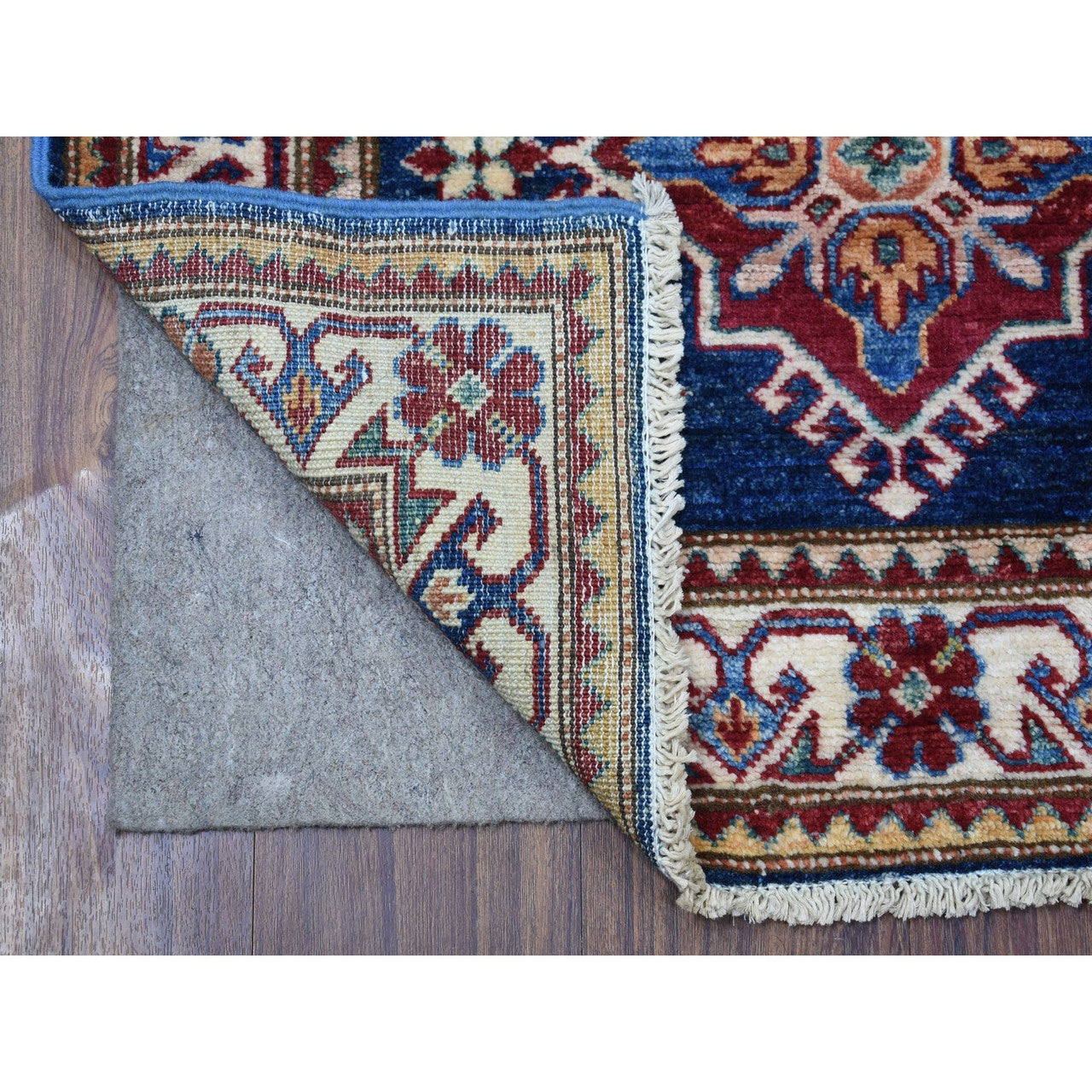 Blue 2'8" x 10'5" Kazak Hand knotted Wool Rug - Sku: O068180