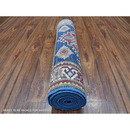 Kazak Wool Hand Knotted Rug Blue Ivory 2.8X10.5 -O068180