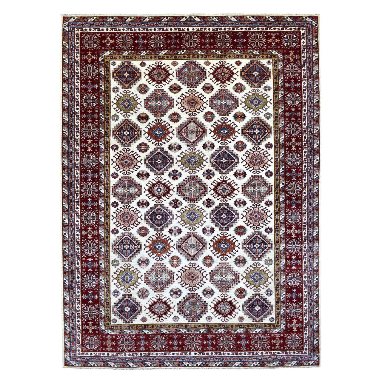 Ivory 9'1" x 12'4" Kazak Dark Hand knotted Wool Rug - Sku: O068224