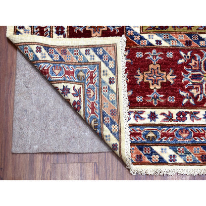 Kazak Wool Hand Knotted Rug Ivory Dark Red 9.1X12.4 -O068224