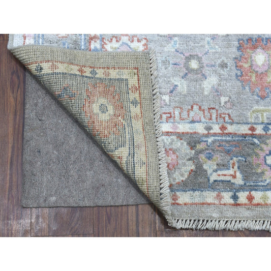 Oushak And Peshawar Wool Hand Knotted Rug Grey Gray 3.2X10.0 -O068314