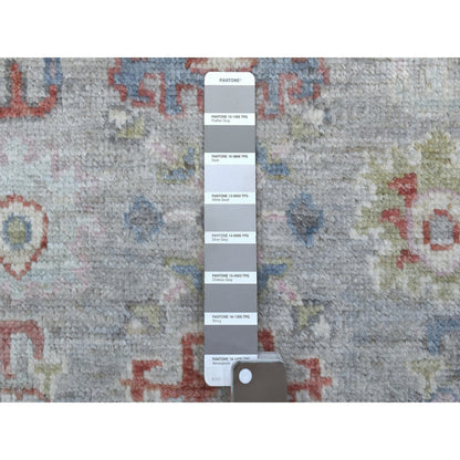 Oushak And Peshawar Wool Hand Knotted Rug Grey Gray 3.2X10.0 -O068314
