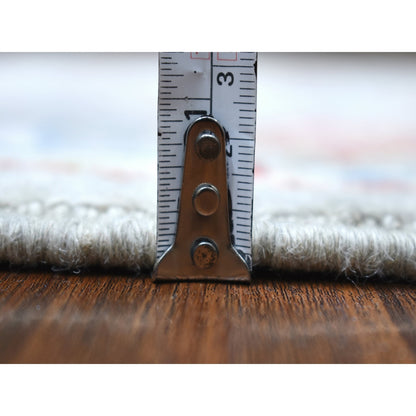 Oushak And Peshawar Wool Hand Knotted Rug Grey Gray 3.2X10.0 -O068314