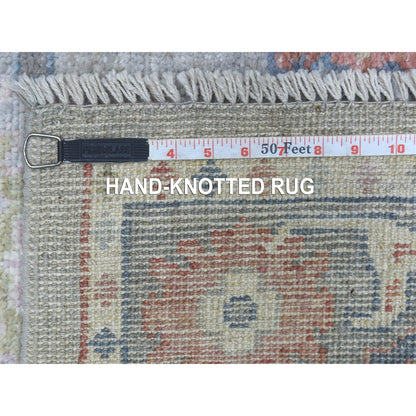 Oushak And Peshawar Wool Hand Knotted Rug Grey Gray 3.2X10.0 -O068314