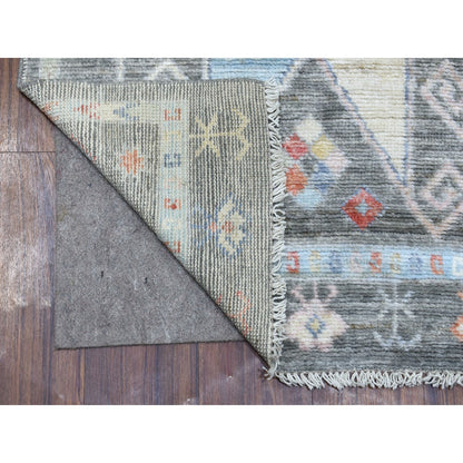 Tribal & Geometric Wool Hand Knotted Rug Grey No Border 2.8X9.7 -O068337