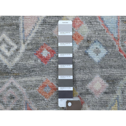 Tribal & Geometric Wool Hand Knotted Rug Grey No Border 2.8X9.7 -O068337