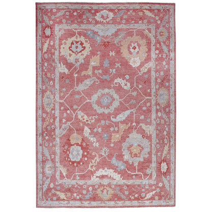 Oushak And Peshawar Wool Hand Knotted Rug Pink Pink 13.9X19.0 -O068347