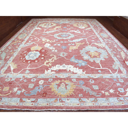 Oushak And Peshawar Wool Hand Knotted Rug Pink Pink 13.9X19.0 -O068347