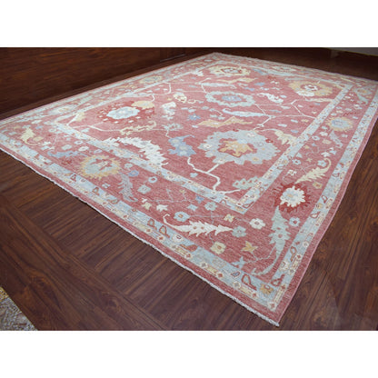 Oushak And Peshawar Wool Hand Knotted Rug Pink Pink 13.9X19.0 -O068347
