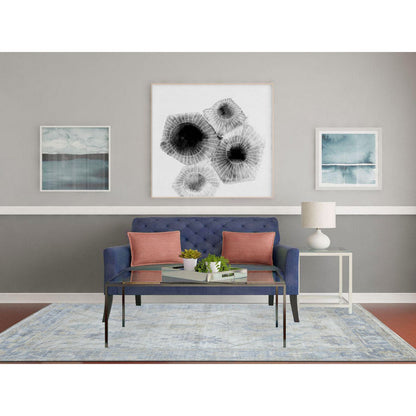 Oushak And Peshawar Wool Hand Knotted Rug Ivory Blue 5.10X8.9 -O068363