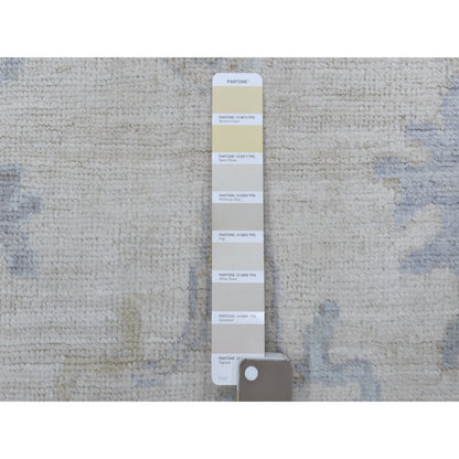 Oushak And Peshawar Wool Hand Knotted Rug Ivory Blue 5.10X8.9 -O068363