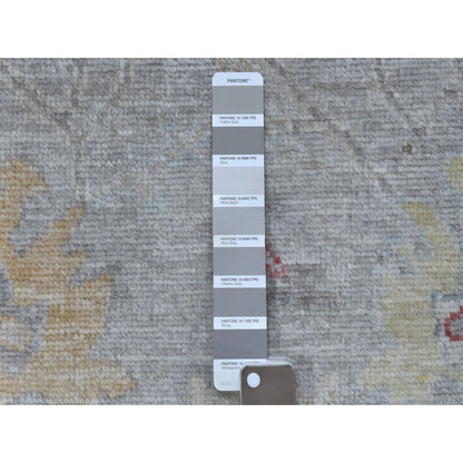 Oushak And Peshawar Wool Hand Knotted Rug Grey Light Gray 3.0X13.5 -O068396
