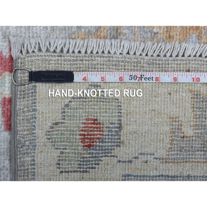 Oushak And Peshawar Wool Hand Knotted Rug Grey Light Gray 3.0X13.5 -O068396