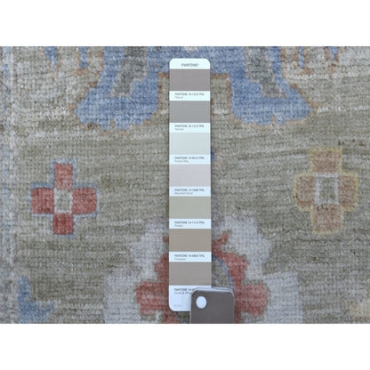 Oushak And Peshawar Wool Hand Knotted Rug Grey Ivory 2.7X17.5 -O068405