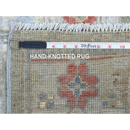 Oushak And Peshawar Wool Hand Knotted Rug Grey Ivory 2.7X17.5 -O068405
