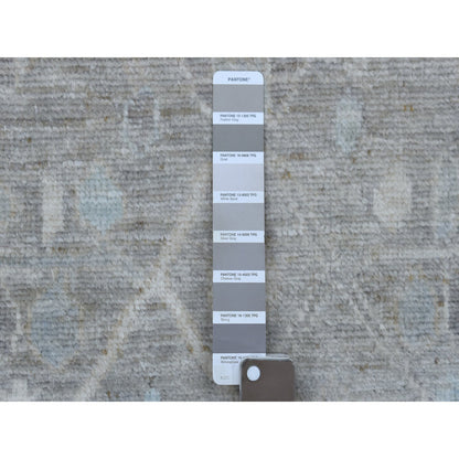 Oushak And Peshawar Wool Hand Knotted Rug Grey Gray 2.9X16.0 -O068407