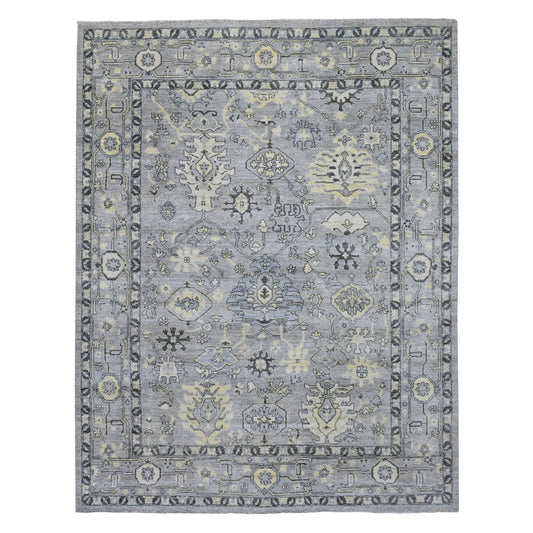 Oushak And Peshawar Wool Hand Knotted Rug Grey Gray 8.0X9.9 -O068475