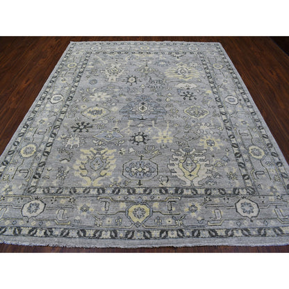 Oushak And Peshawar Wool Hand Knotted Rug Grey Gray 8.0X9.9 -O068475