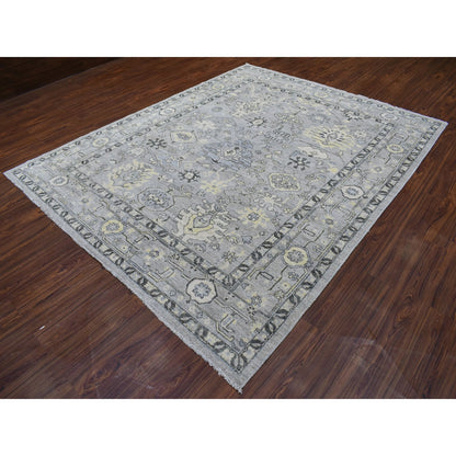 Oushak And Peshawar Wool Hand Knotted Rug Grey Gray 8.0X9.9 -O068475