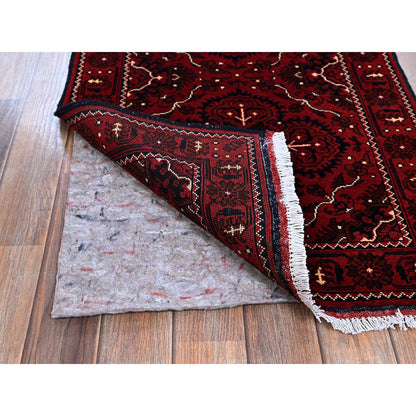 Tribal & Geometric Wool Hand Knotted Rug Red 2.4x5.2 -O0684