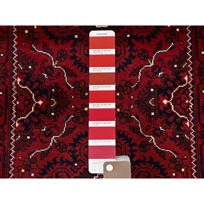 Tribal & Geometric Wool Hand Knotted Rug Red 2.4x5.2 -O0684