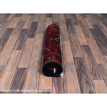 Tribal & Geometric Wool Hand Knotted Rug Red 2.4x5.2 -O0684