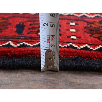 Tribal & Geometric Wool Hand Knotted Rug Red 2.4x5.2 -O0684