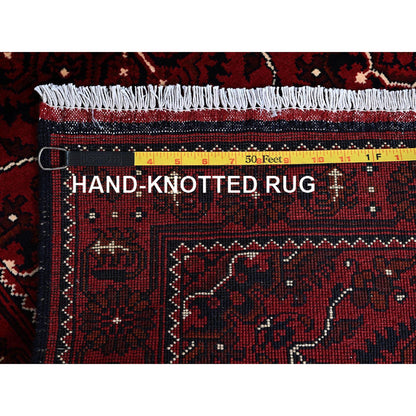 Tribal & Geometric Wool Hand Knotted Rug Red 2.4x5.2 -O0684