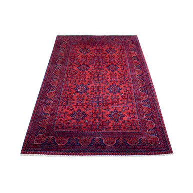 Tribal & Geometric Wool Hand Knotted Rug Red Red 4.2X6.6 -O068556