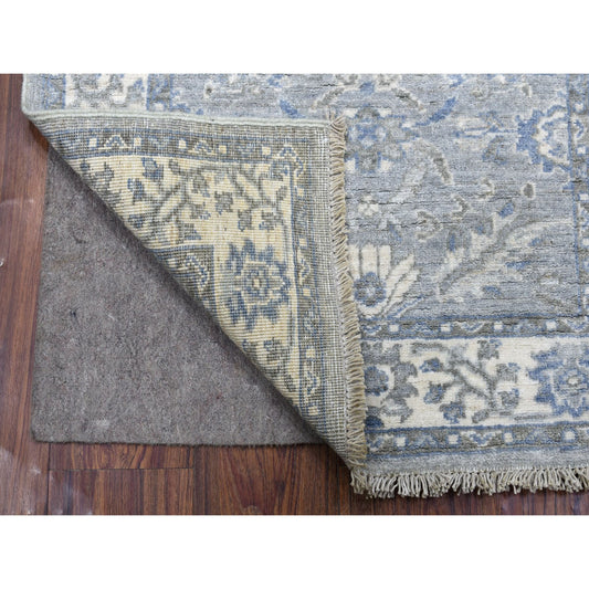 Oushak And Peshawar Wool Hand Knotted Rug Grey Ivory 2.6X9.9 -O068596