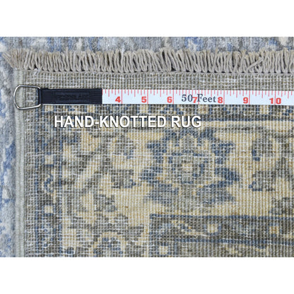 Oushak And Peshawar Wool Hand Knotted Rug Grey Ivory 2.6X9.9 -O068596