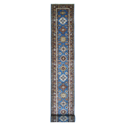 Kazak Wool Hand Knotted Rug Blue Red 2.10X37.2 -O068600