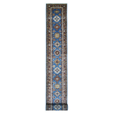 Kazak Wool Hand Knotted Rug Blue Red 2.10X37.2 -O068600