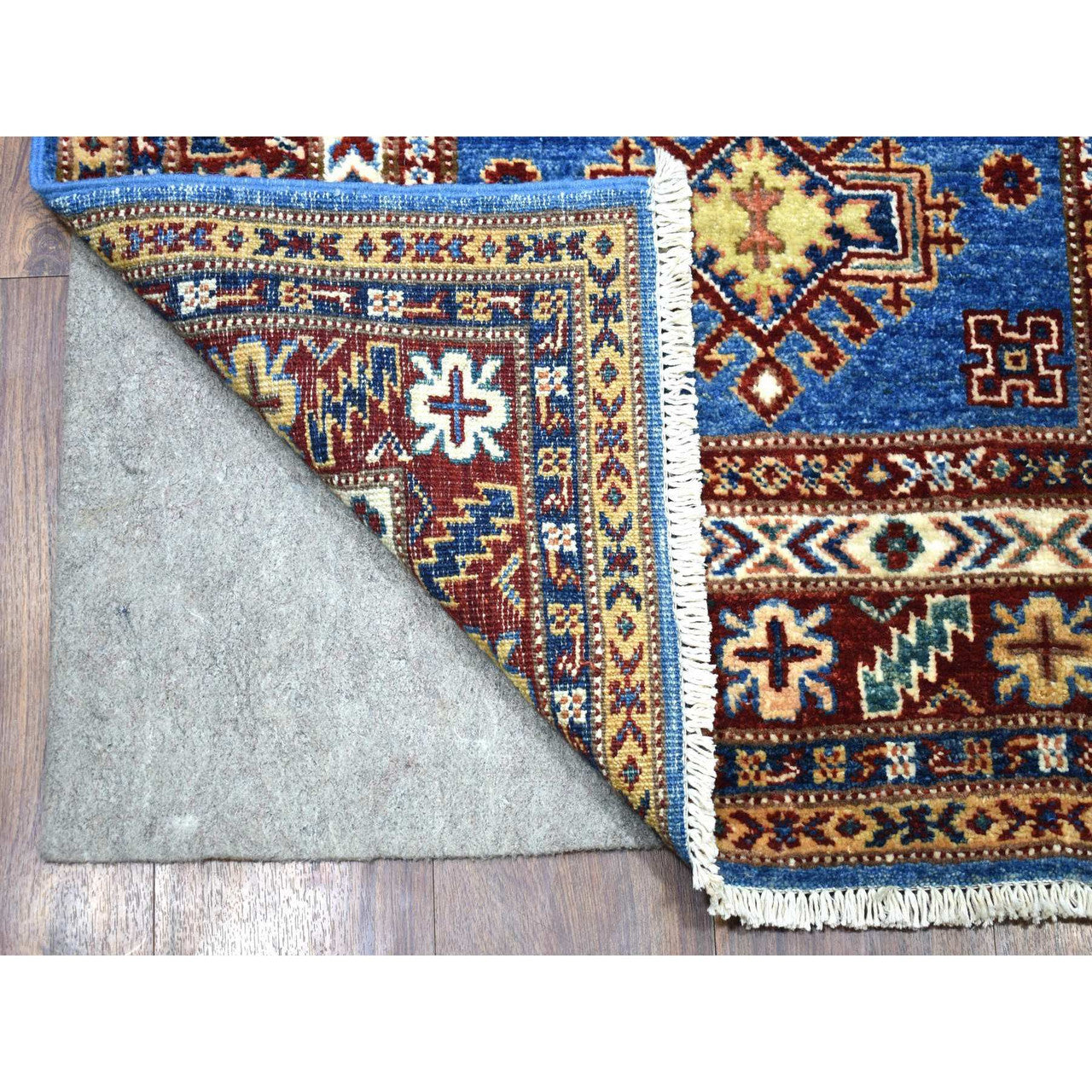Blue 2'10" x 37'2" Kazak Hand knotted Wool Rug - Sku: O068600