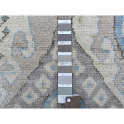 Tribal & Geometric Wool Hand Knotted Rug Grey No Border 4.0X11.7 -O068604