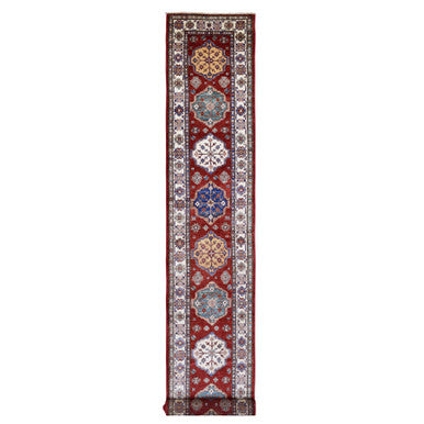 Kazak Wool Hand Knotted Rug Red Ivory 2.10X23.0 -O068642