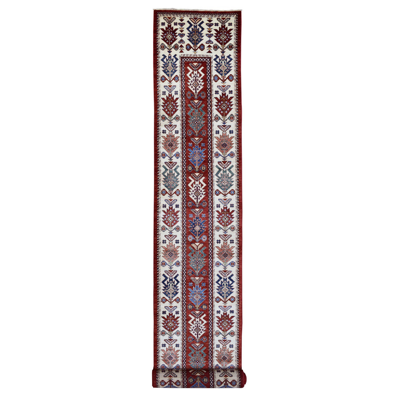 Red 3'0" x 25'3" Kazak Hand knotted Wool Rug - Sku: O068645