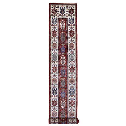 Kazak Wool Hand Knotted Rug Red Ivory 3.0X25.3 -O068645
