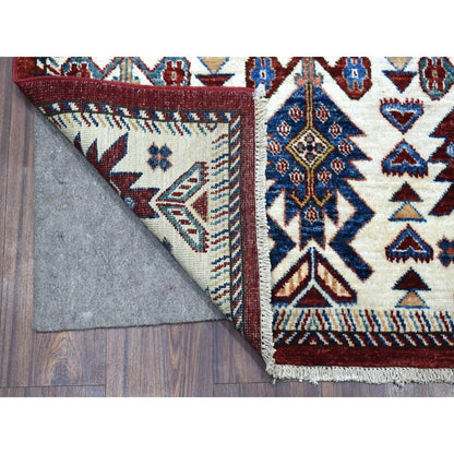 Kazak Wool Hand Knotted Rug Red Ivory 3.0X25.3 -O068645