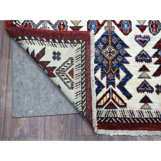 Kazak Wool Hand Knotted Rug Red Ivory 3.0X25.3 -O068645