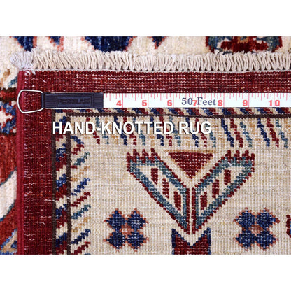 Kazak Wool Hand Knotted Rug Red Ivory 3.0X25.3 -O068645