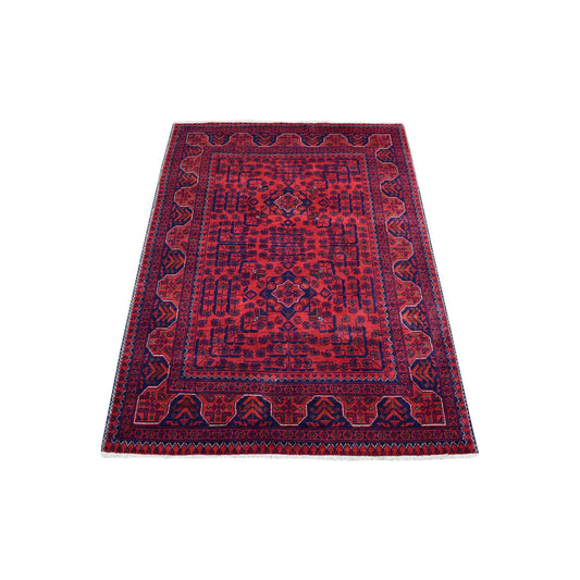 Tribal & Geometric Wool Hand Knotted Rug Red Red 3.5X4.10 -O068647