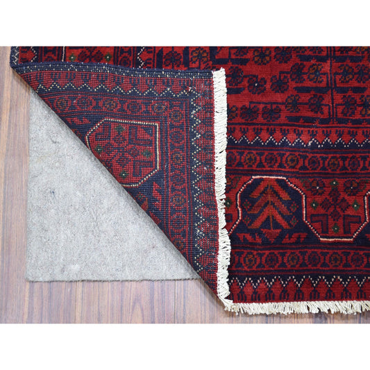Tribal & Geometric Wool Hand Knotted Rug Red Red 3.5X4.10 -O068647