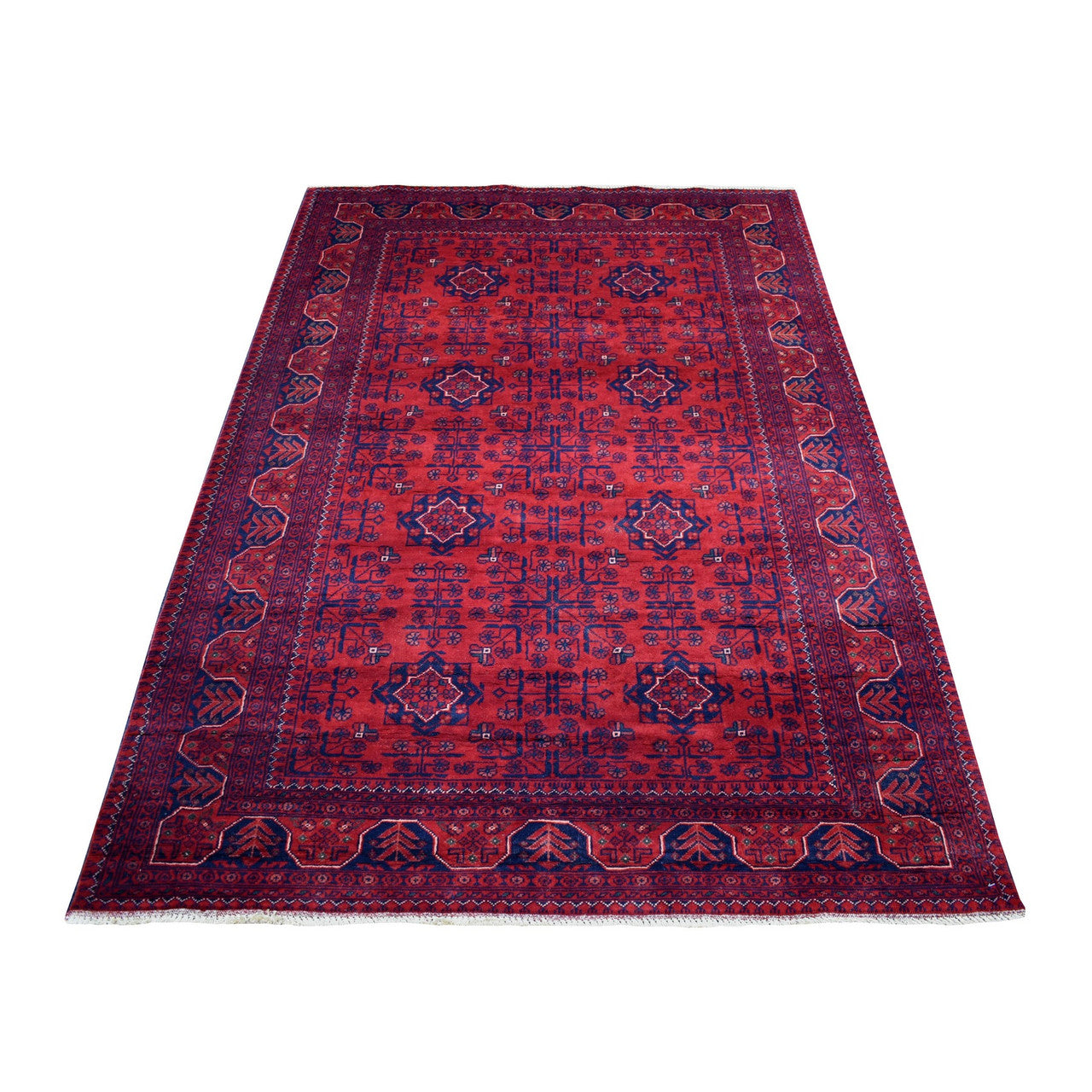 Tribal & Geometric Wool Hand Knotted Rug Red Red 4.2X6.7 -O068650